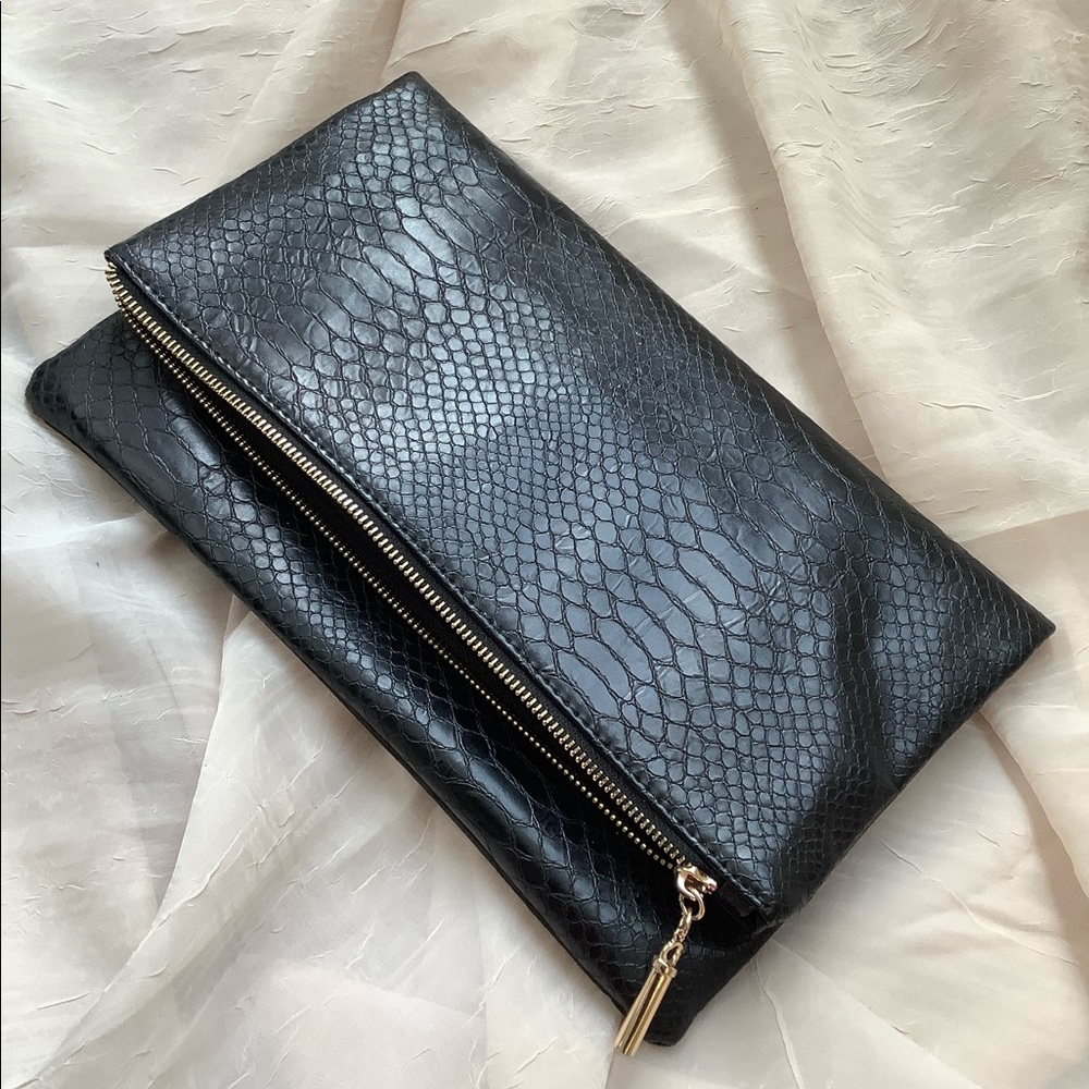 Black Crocodile Clutch